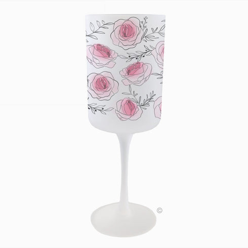 Vulva Roses Wine Glass